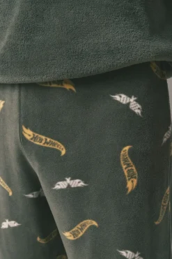 Pijama largo hombre polar verde Hotwheels