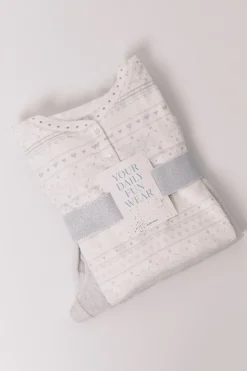 Pijama largo polar suave cenefas gris