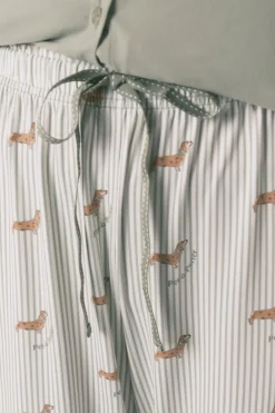 Pijama largo punto suave verde estampado perritos