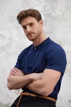 Polo de manga corta y cremallera