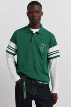 Polo piqu&eacute; mangas bloques contraste regular fit