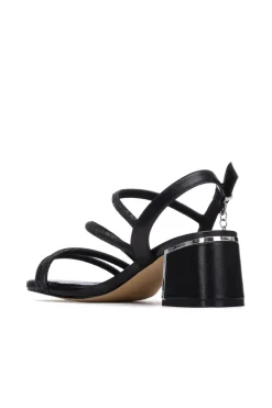 Sandalia tiras strass metalizado