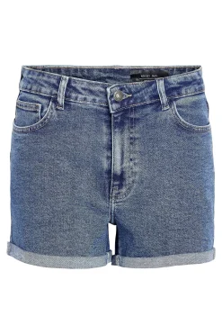 Short vaquero b&aacute;sico con dobladillo de cinco bolsillos.