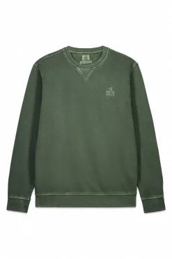 Sudadera b&aacute;sica lavada cuello redondo