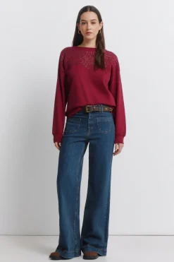 Sudadera cuello boho aplicaciones