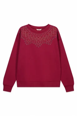 Sudadera cuello boho aplicaciones