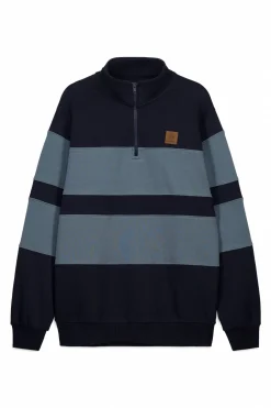 Sudadera cuello camionero bloques color