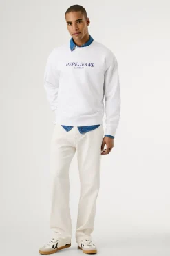 Sudadera de cuello redondo con logo frontal y estampado trasero.