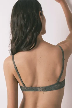 Sujetador triangular CHARMING relleno encaje kaki