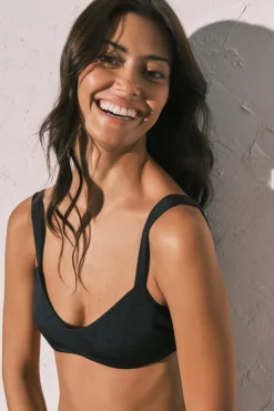 Top bikini negro semi brillante