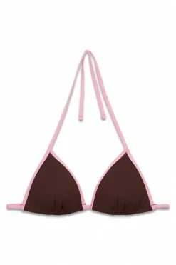 Top bikini triangular push up marr&oacute;n