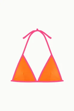 Top bikini triangular ribetes fl&uacute;or