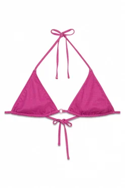 Top bikini triangular rosa brillo