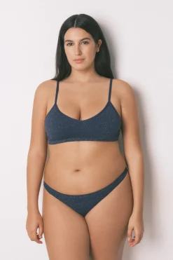 Top canal&eacute; seamless azul lurex