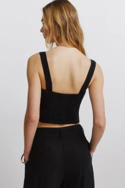 Top chaleco lino negro