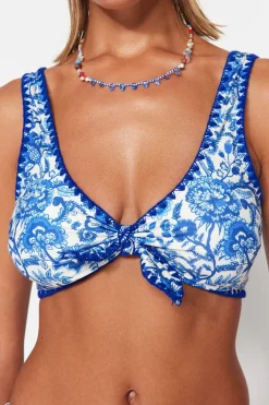 Top de bikini triangular damasco lazos