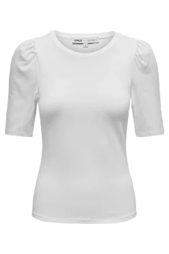 Top de cuello redondo y manga 2/4 abullonada