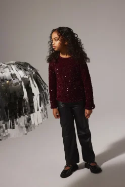 Top de lentejuelas y terciopelo de ni&ntilde;a