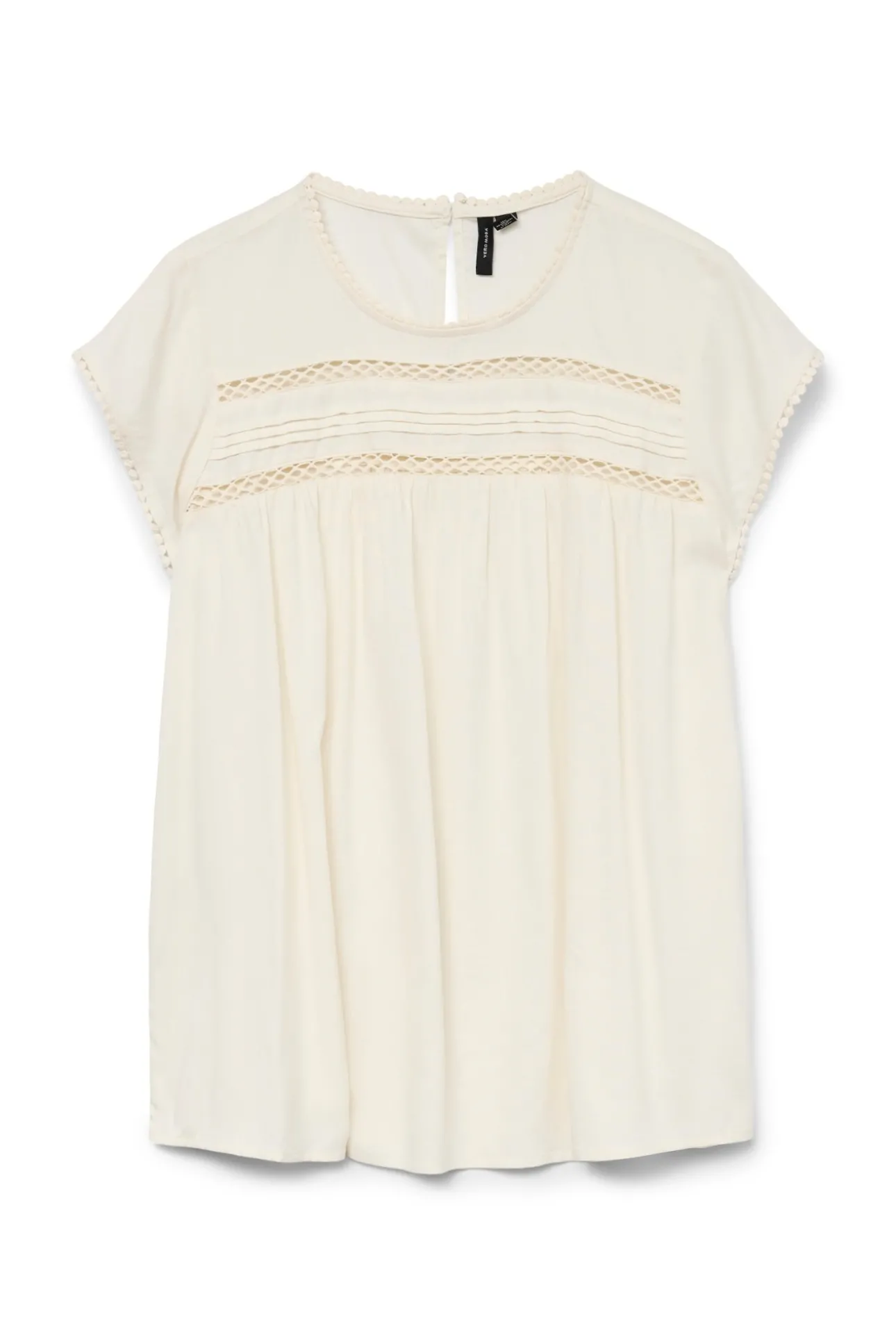 Top de manga corta con detalle de encaje
