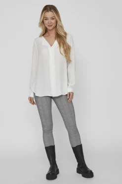 Top de mujer de manga larga con escote en pico