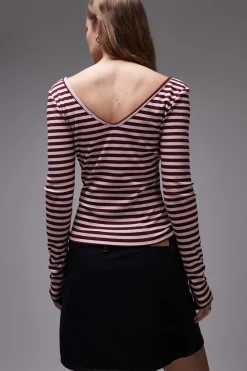 Top de punto de manga larga