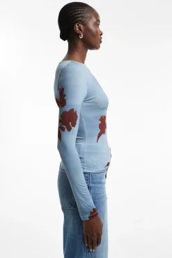 Top estampado manga larga