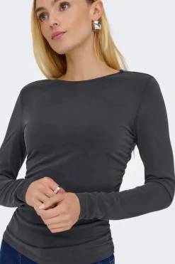 Top fruncido manga larga