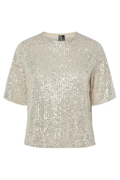 Top lentejuelas manga corta