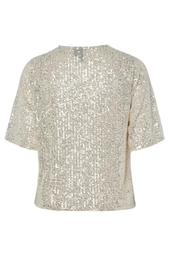 Top lentejuelas manga corta