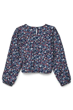 Top manga larga flores