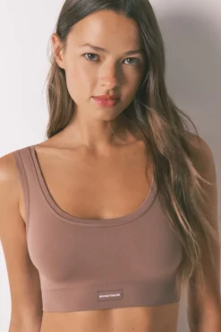 Top reversible LOVELY sin costuras marr&oacute;n