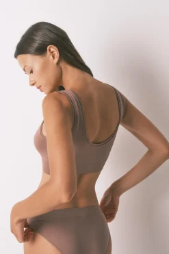 Top reversible LOVELY sin costuras marr&oacute;n