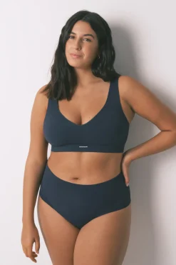 Top sin costuras LOVELY canalé azul oscuro