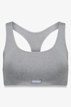 Top sin costuras LOVELY cuadrill&eacute; gris claro