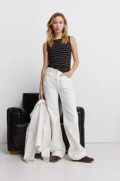 Top sin mangas cuello redondo algod&oacute;n