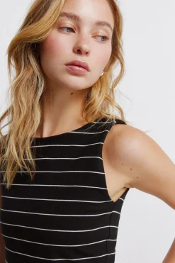 Top sin mangas cuello redondo algod&oacute;n