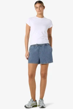 Vaquero corto ligero con cintura el&aacute;stica