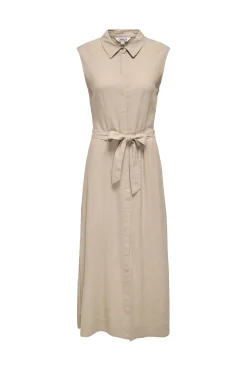 Vestido camisero largo de lino