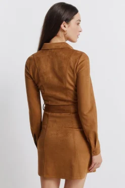 Vestido corto camisero antelina