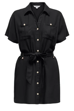 Vestido corto camisero de lino