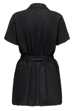 Vestido corto camisero de lino