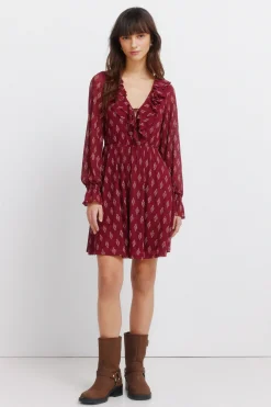 Vestido corto estampado volantes