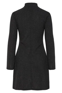 Vestido corto manga larga lurex