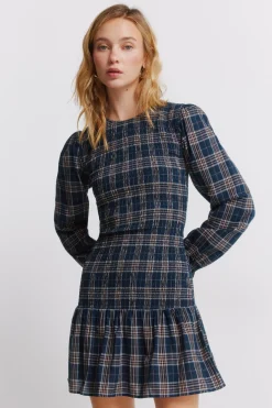 Vestido corto smock cuadros