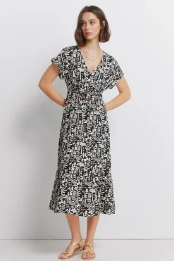 Vestido cruzado lino hebilla