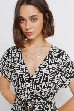 Vestido cruzado lino hebilla