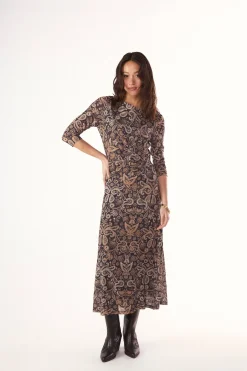 Vestido estampado frunce