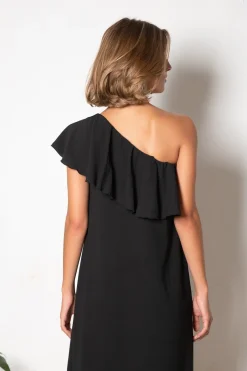 Vestido largo asim&eacute;trico