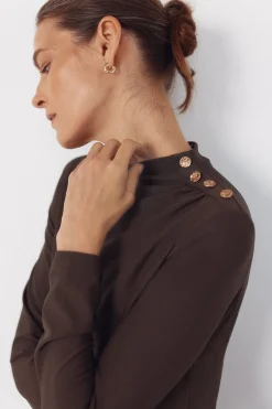 Vestido largo botones dorados