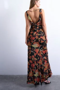 Vestido largo con estampado de flores